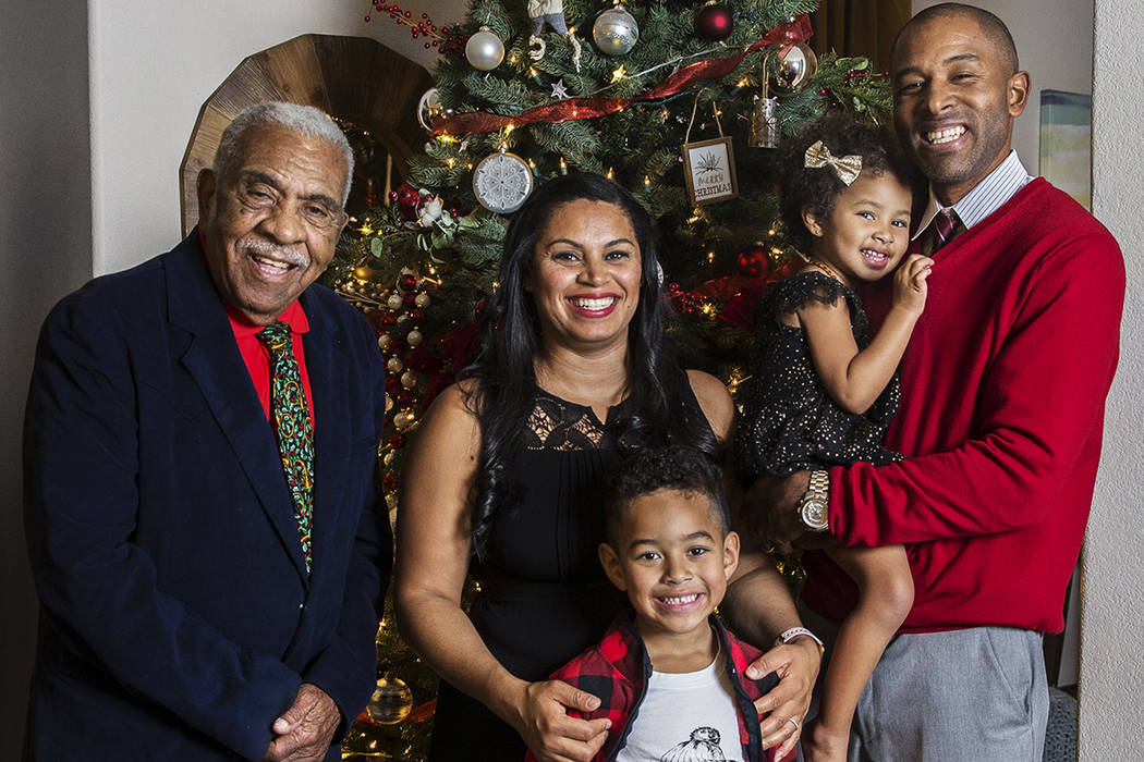 Dr. Sheldon Jacobs, right, daughter Arianna, 3, son Jayden, 6, wife Nicole and grandfather Winf ...