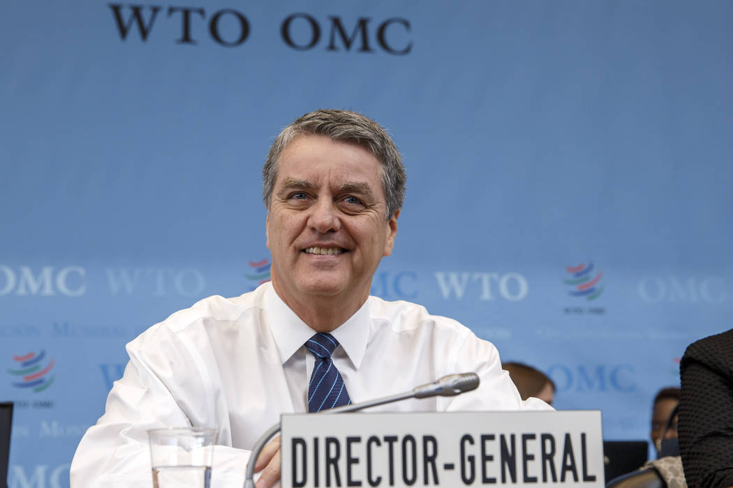 Brazilian Roberto Azevedo, Director General of the World Trade Organization, WTO, waits the ope ...