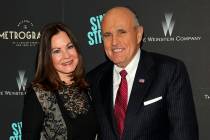 FILE - In this Tuesday, April 12, 2016, file photo, Judith Giuliani, left, and former New York ...