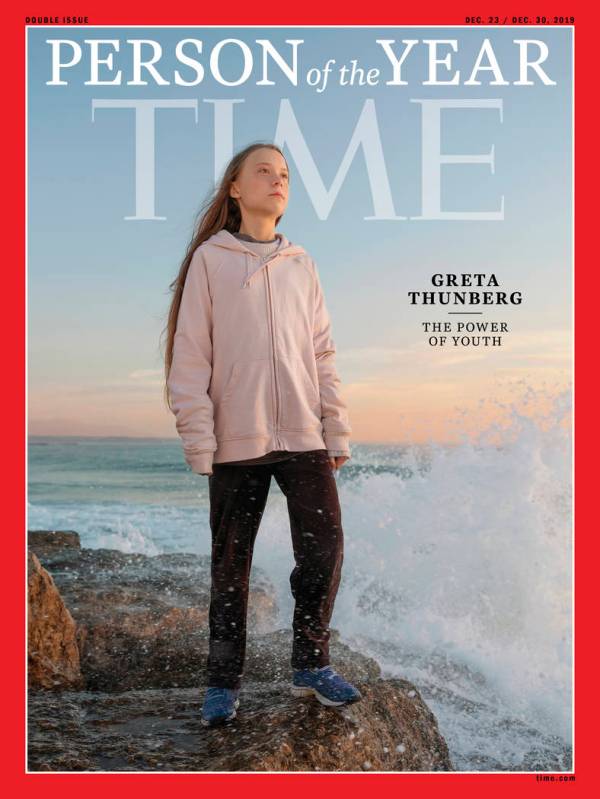 This photo provided by Time magazine shows Greta Thunberg, who has been named Time’s you ...