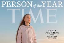 This photo provided by Time magazine shows Greta Thunberg, who has been named Time’s youngest ...