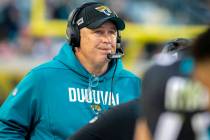Jacksonville Jaguars head coach Doug Marrone paces the sidelines during the first half of an NF ...
