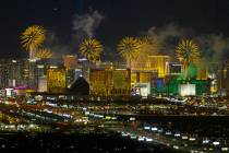 New Year’s fireworks explode over the Las Vegas Strip ringing in 2019. (Review-Journal file p ...