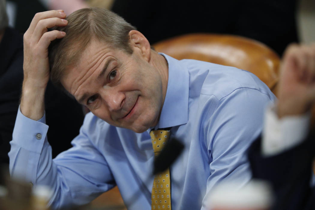 Rep. Jim Jordan, R-Ohio, listens during a House Judiciary Committee markup of the articles of i ...