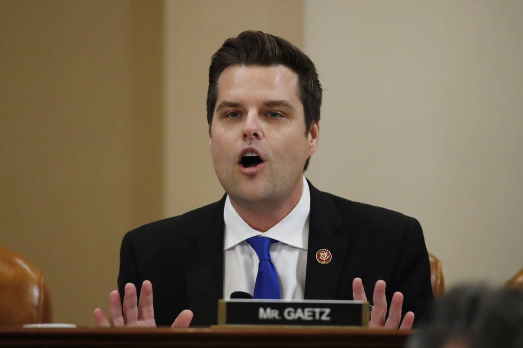 Rep. Matt Gaetz, R-Fla.,during a House Judiciary Committee markup of the articles of impeachmen ...