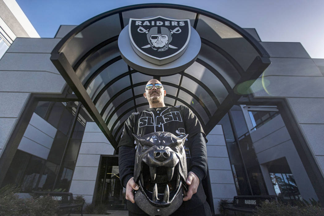 Gilbert Cano, from Ivanhoe, Calif., visits the Oakland Raiders headquarters and practice facili ...