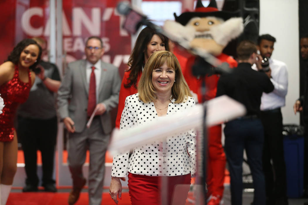 UNLV's President Marta Meana during a press conference to announce UNLV's new football head coa ...