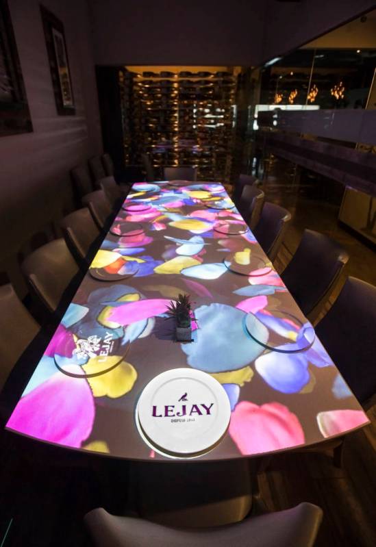 Video mapping technology in the private dining room at Partage on Monday, Sept. 17, 2018, in La ...