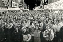 Revelers watch downtown Las Vegas fireworks on New Year's Eve 1983. (Las Vegas Review-Journal f ...