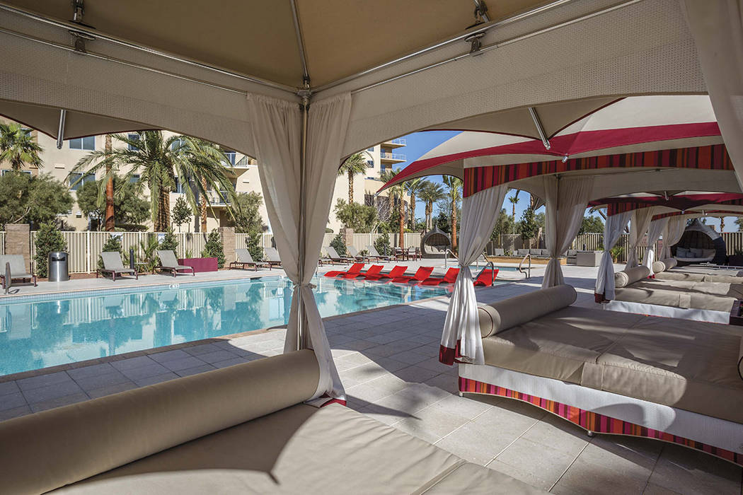 The high-rise features a pool area. (One Las Vegas)