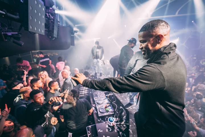 Jamie Foxx celebrates his 52nd birthday at Hakkasan Nightclub at MGM Grand on Thursday, Dec. 12 ...