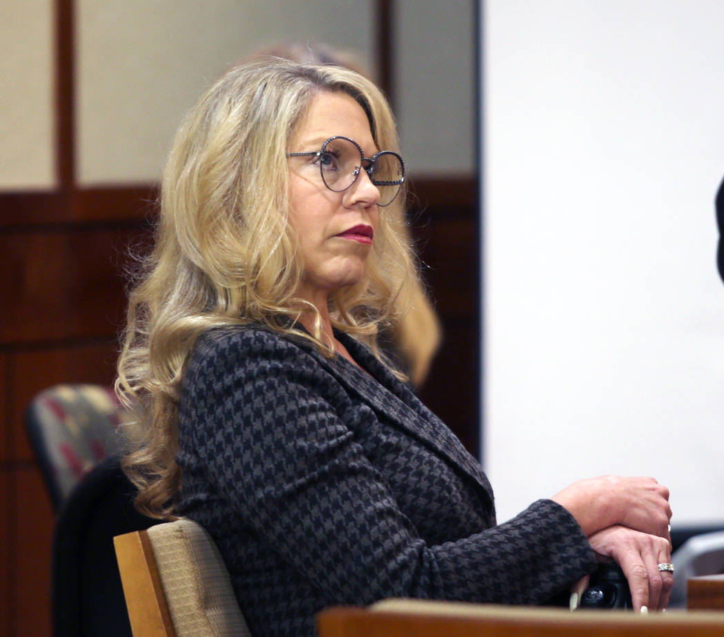 Las Vegas Justice of the Peace Melanie Andress-Tobiasson listens to her attorney, Bill Terry, g ...