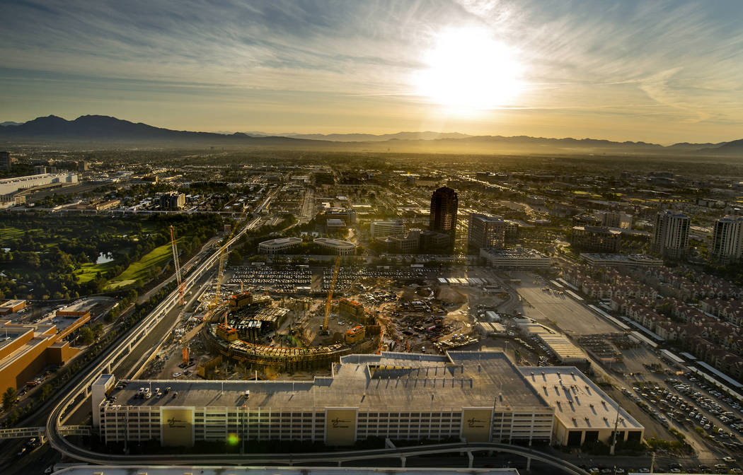 The construction site of the MSG Sphere at the Venetian on Wednesday, Oct. 16, 2019, in Las Veg ...