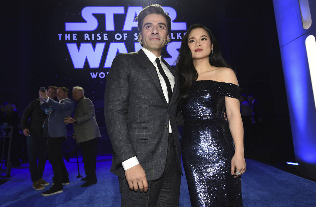 Oscar Isacc, left, and Kelly Marie Tran arrive at the world premiere of "Star Wars: The Ri ...