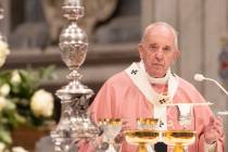 Pope Francis celebrates a Mass for the Philippine community of Rome, in St. Peter's Basilica at ...
