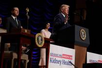 In a July 10, 2019, file photo, President Donald Trump speaks during an event on kidney health ...