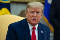 President Donald Trump speaks during a meeting with Guatemalan President Jimmy Morales in the O ...