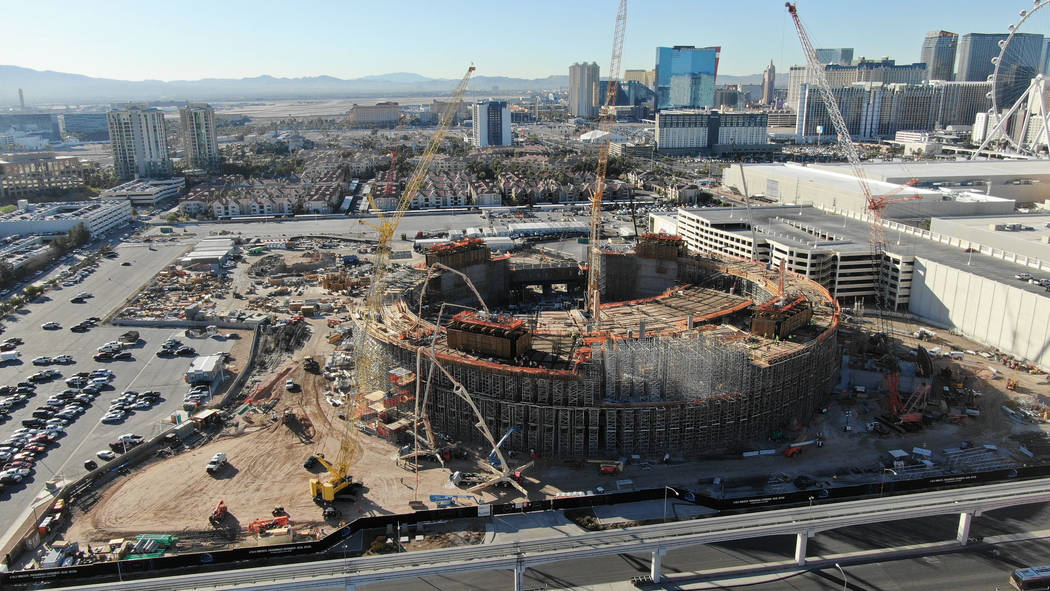 Msg Sphere Construction In Las Vegas Reaches 65 Foot Level Las