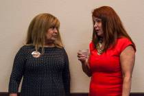 Debra March, right, speaks with publicist Elizabeth Trosper at the Henderson Convention Center, ...