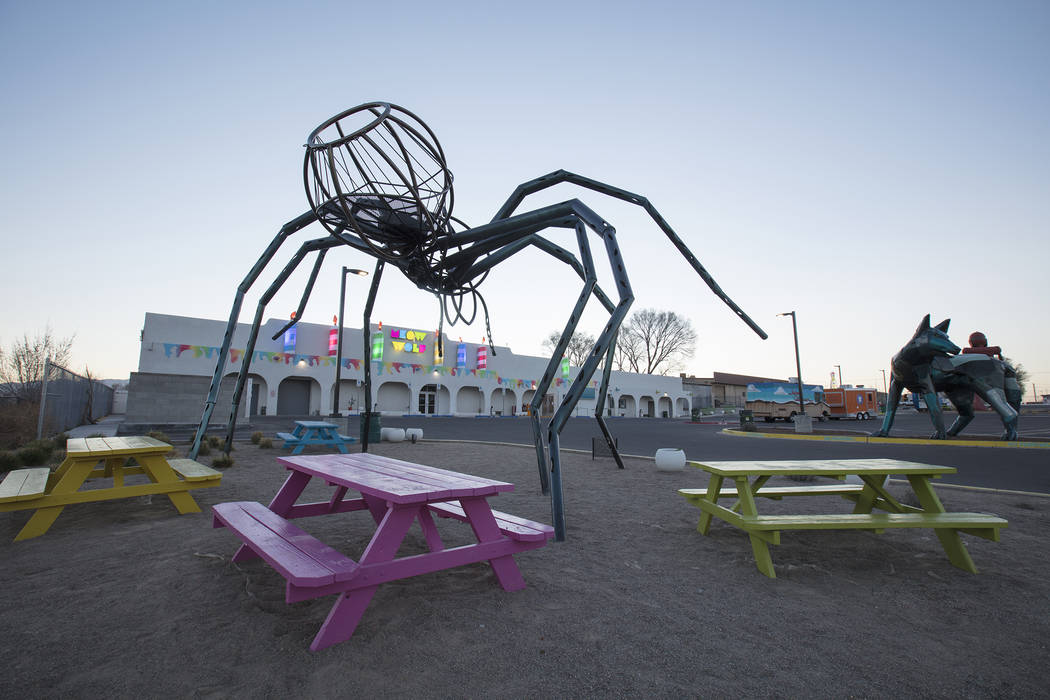The Tarantula, by Christina Sporrong and the dog by Don Kennell at Meow Wolf. (Kate Russell, Co ...