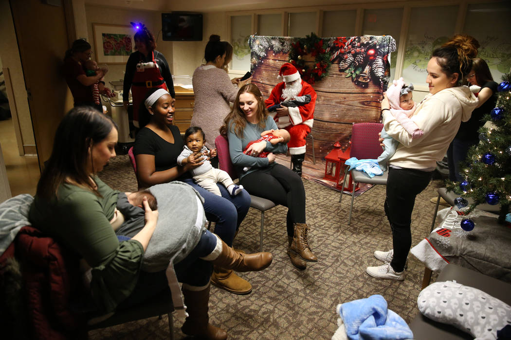 Moms and their babies got a visit from Santa Claus at Southern Hills Hospital in Las Vegas, Wed ...