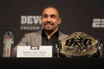 UFC middleweight champion Robert Whittaker addresses the media during a press conference on Fri ...
