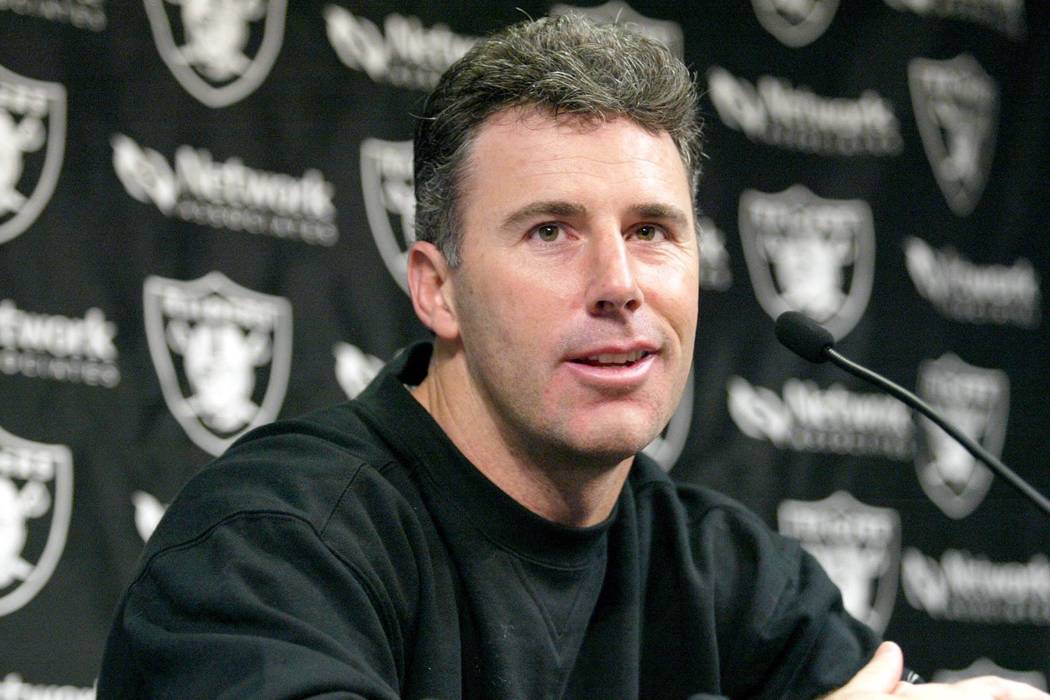 Oakland Raiders' quarterback Rich Gannon speaks at a news conference at the Oakland Raiders' he ...