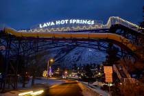 The walking bridge entering Lava Hot Springs, Idaho. (John Katsilometes/Las Vegas Review-Journa ...