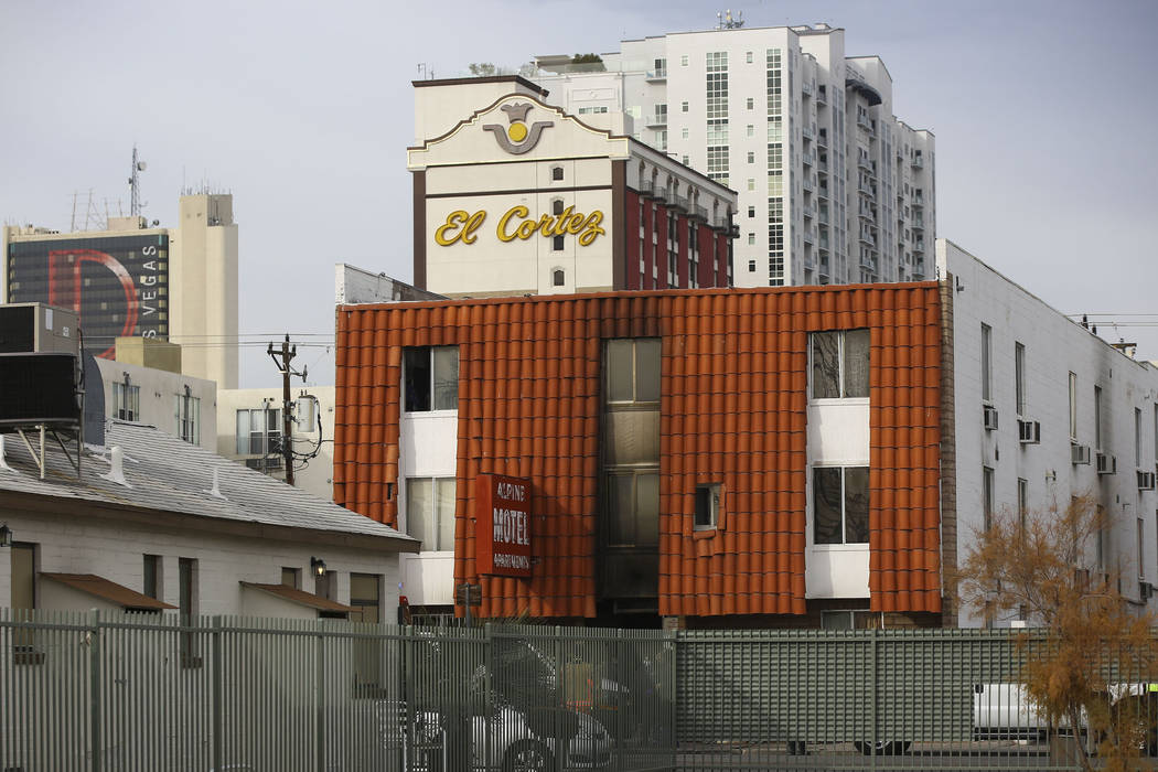 A view of the Alpine Apartment Motel, where an early morning fire left 6 dead in downtown Las V ...