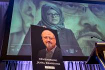 FILE - In this Nov. 2, 2018 file photo, a video image of Hatice Cengiz, fiancee of slain Saudi ...