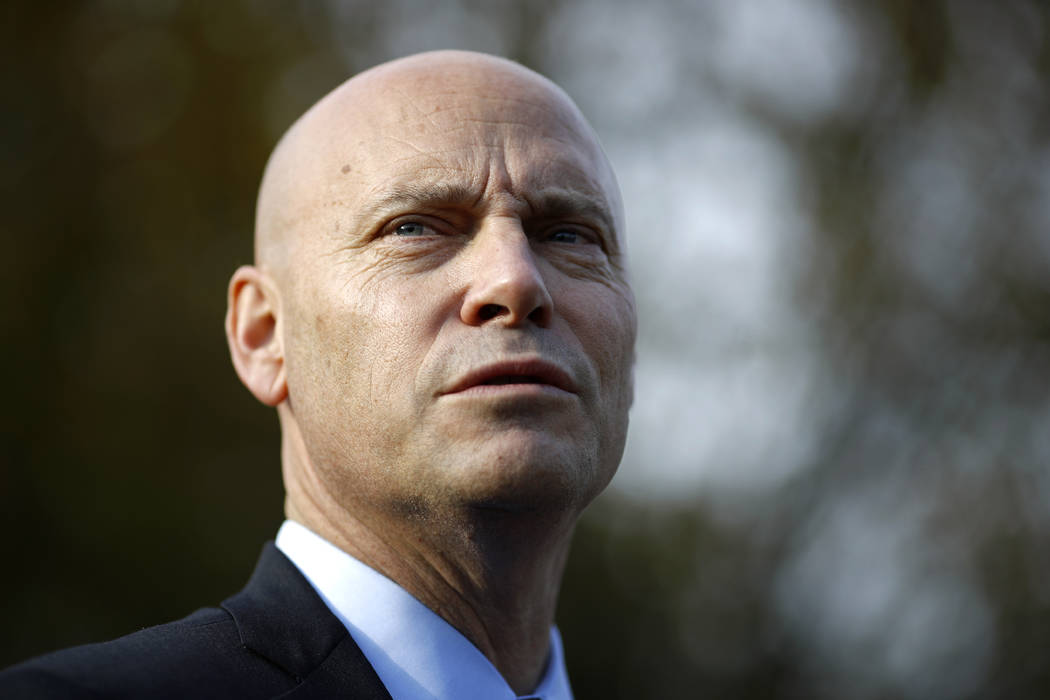 Marc Short, chief of staff to Vice President Mike Pence, speaks with members of the media outsi ...