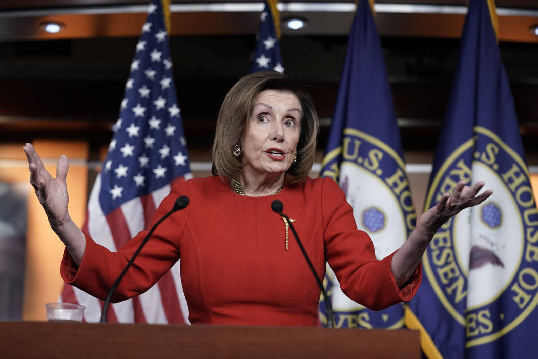Speaker of the House Nancy Pelosi, D-Calif., meets with reporters on the morning after the Hous ...