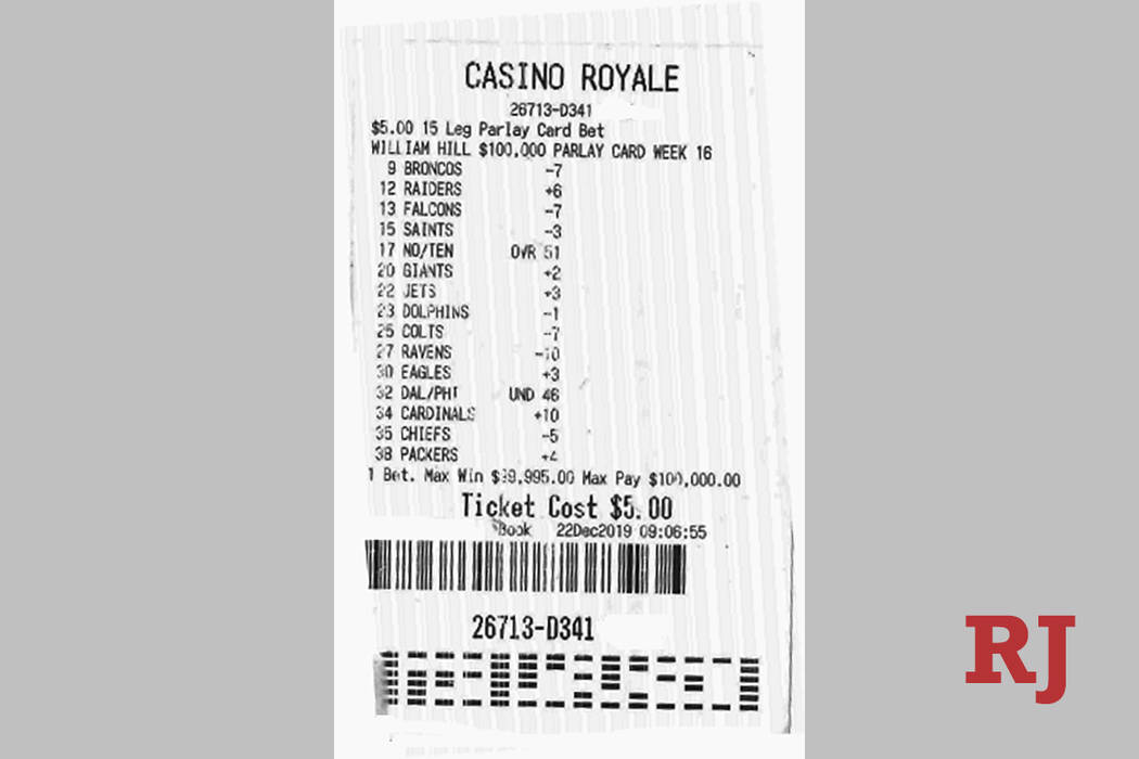 Bettor Hits 5 15 Team Nfl Parlay For 100k Payday Las Vegas Review Journal