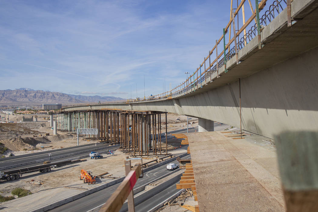 Construction continues on the Centennial Bridge connecting U.S. Highway 95 northbound to the 21 ...