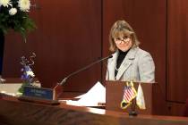 Lt. Gov. Kate Marshall presides over the Senate the Legislative Building in Carson City on the ...