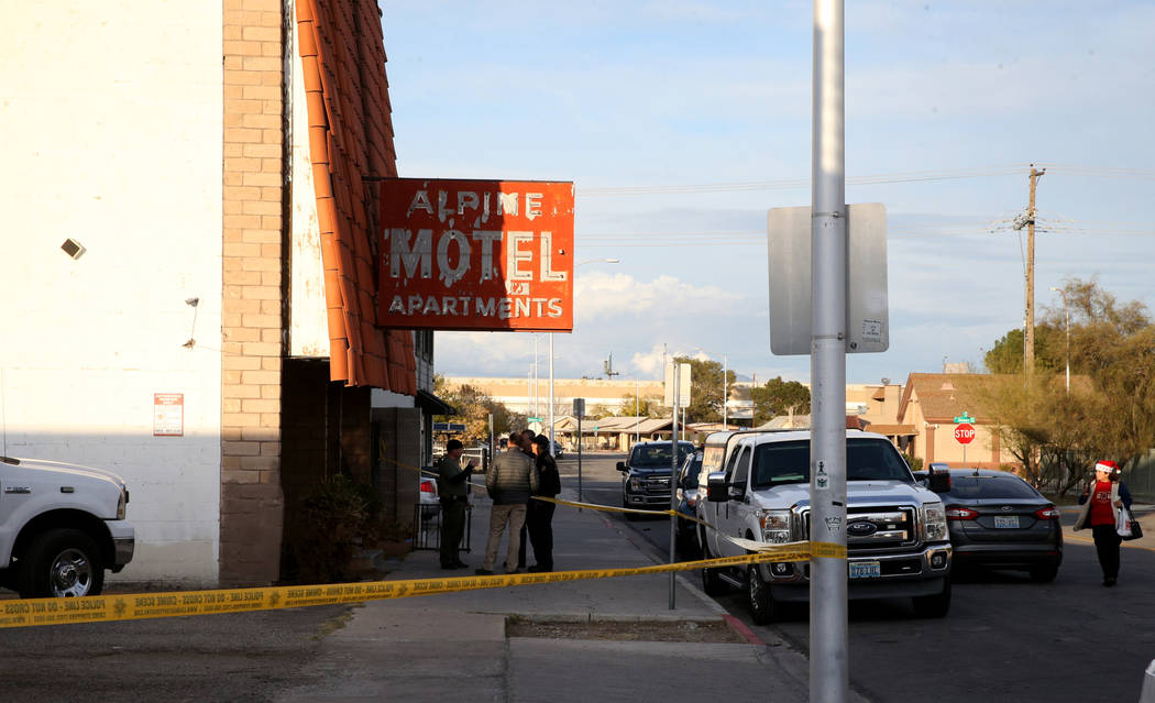 Blanca Daner, right, arrives at the Alpine Motel Apartments Wednesday, Dec. 25, 2019, to place ...