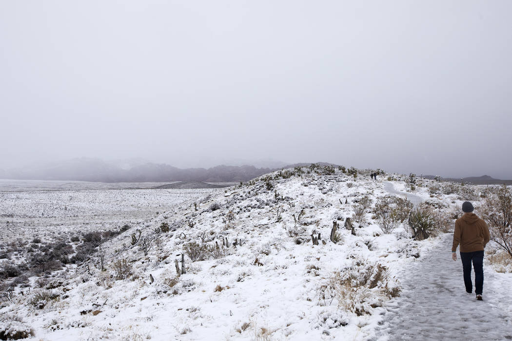 Snow at Red Rock Canyon Overlook on Thursday, Dec. 26, 2019, in Las Vegas. (Ellen Schmidt/Las V ...