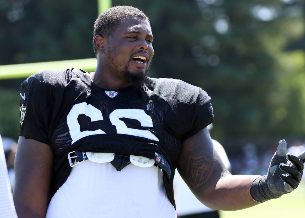 Oakland Raiders offensive guard Gabe Jackson (66) walks to the locker room after the NFL team's ...