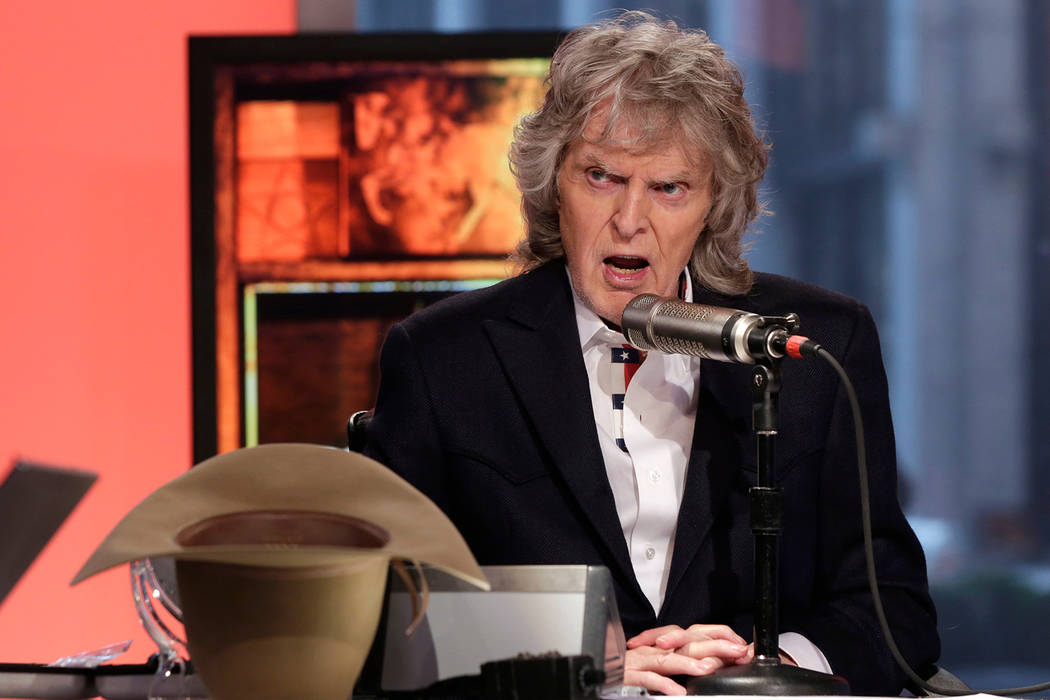 In this May 29, 2015, file photo, cable television and radio personality Don Imus appears on hi ...