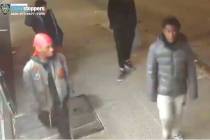 This still image taken from surveillance video provided by NYPD shows suspects in connection to ...