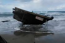 This Saturday, Dec. 28, 2019, photo provided by Sado Coast Guard Station shows a part of a boat ...