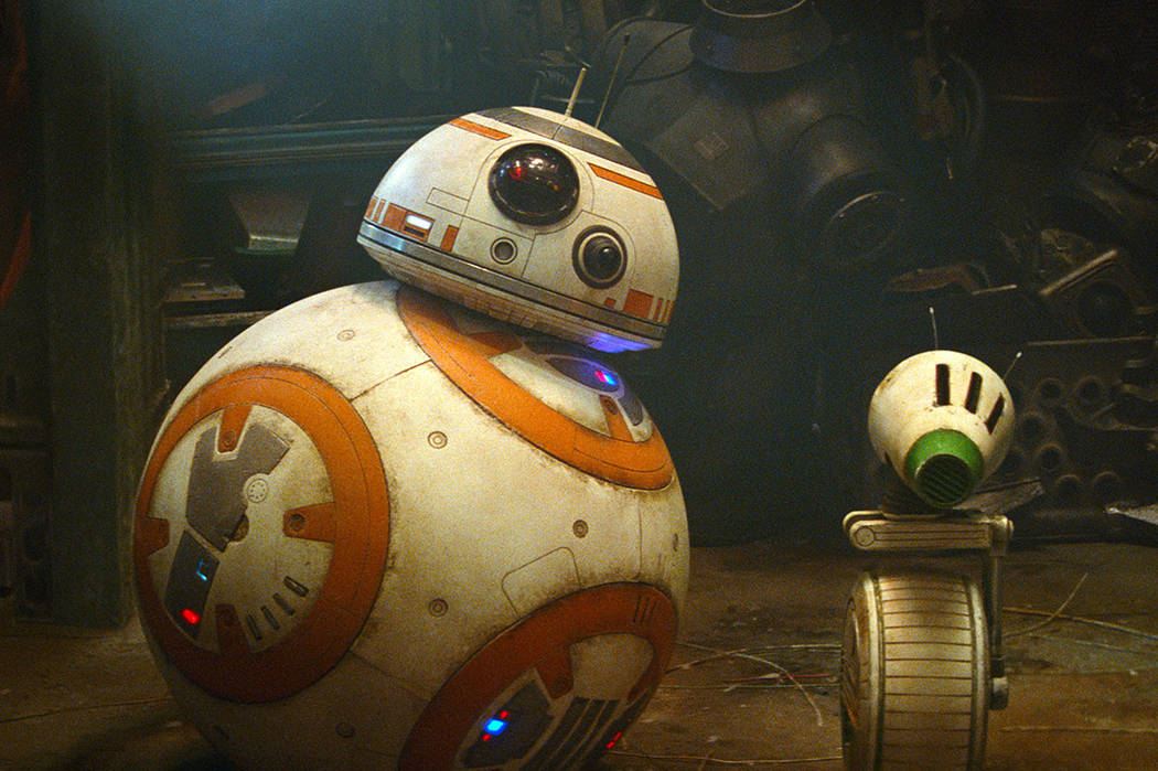Droids BB-8, left, and D-O are seen in a scene from "Star Wars: The Rise of Skywalker." (Lucasf ...