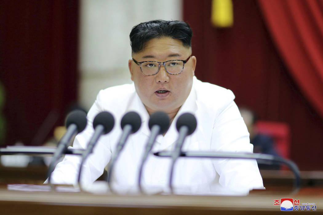 In a Sunday, Dec. 29, 2019, photo provided Monday, Dec. 30, by the North Korean government, Nor ...