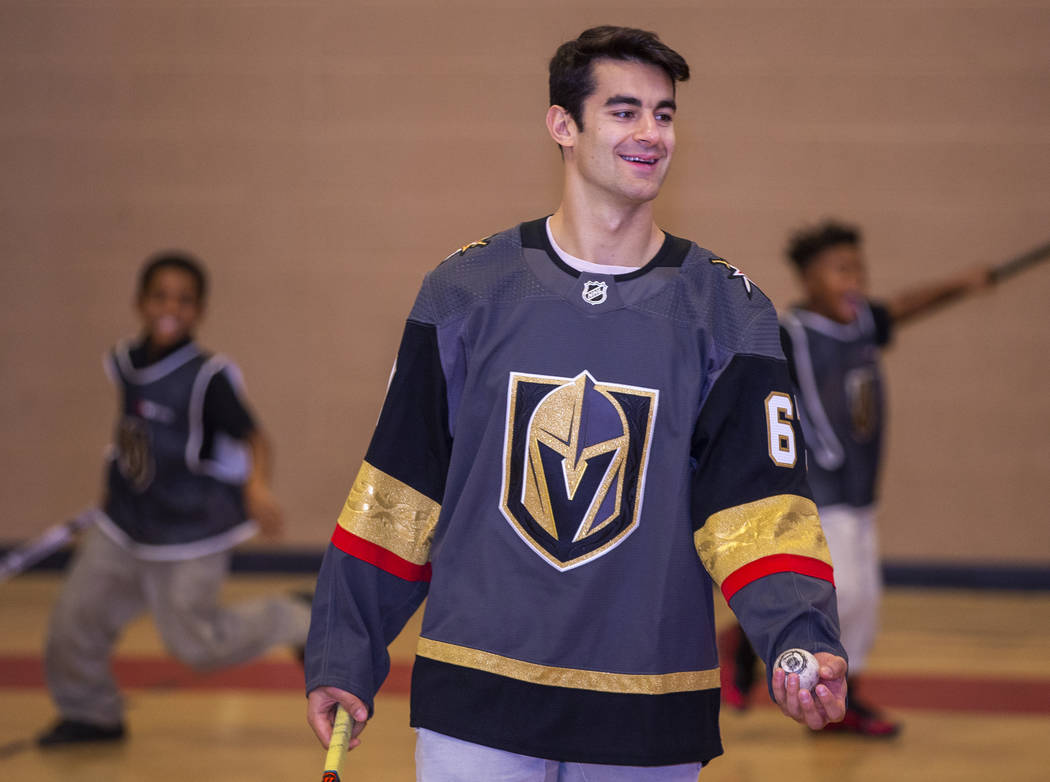 Vegas Golden Knights forward Max Pacioretty enjoys watching kids play street hockey at the Doc ...