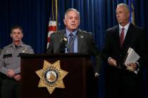Sheriff Joe Lombardo talks about impaired, unsafe and distracted driving during a news conferen ...