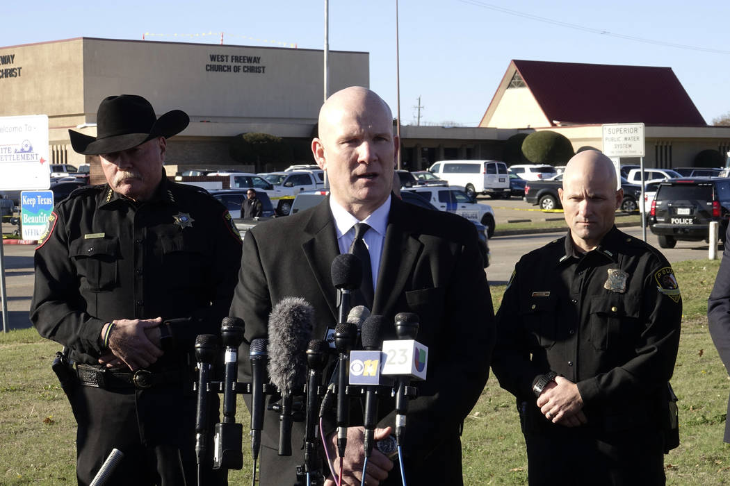 Texas Department of Public Safety regional director Jeff Williams speaks during a news conferen ...