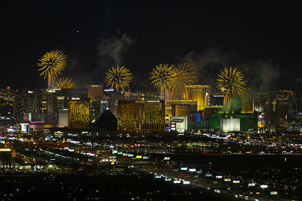 New Year’s fireworks explode over the Las Vegas Strip ringing in 2019. Richard Brian Las ...