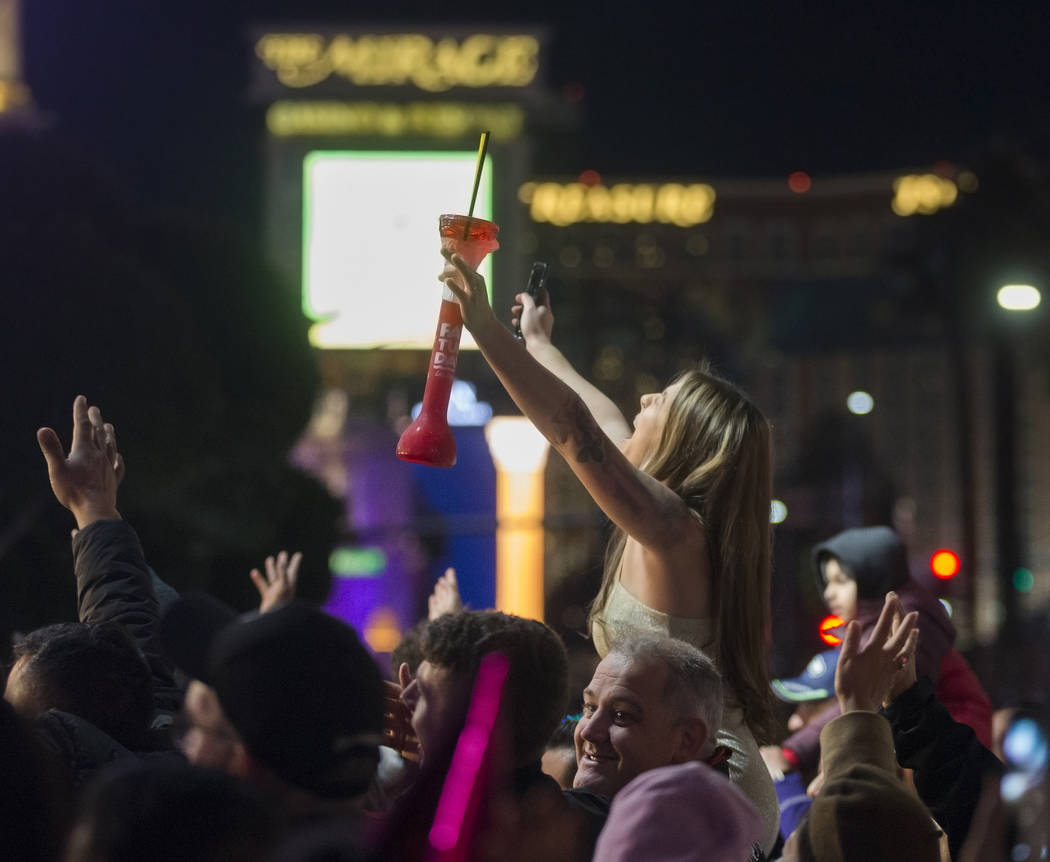 The Strip is packed with New Year's Eve goers on Tuesday, Dec. 31, 2019, in Las Vegas. (Benjami ...