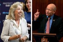 U.S. Reps. Dina Titus, D-Nev., left, and Peter DeFazio, D-Ore., who chair the House Transportat ...