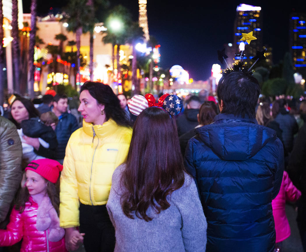 The Strip is packed with New Year's Eve goers on Tuesday, Dec. 31, 2019, in Las Vegas. (Benjami ...